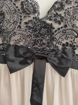 Abito vintage elegante corto tulle avorio pizzo