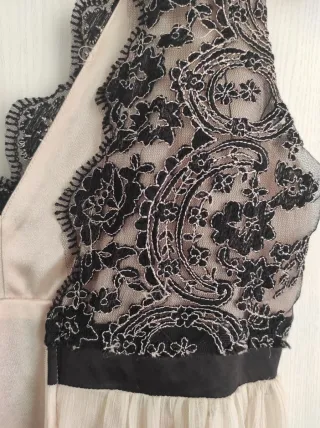 Abito vintage elegante corto tulle avorio pizzo