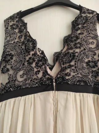 Abito vintage elegante corto tulle avorio pizzo