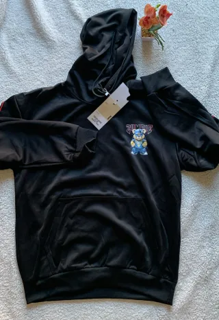 Sudadera Oso Rapper Talla L Negra y Azul