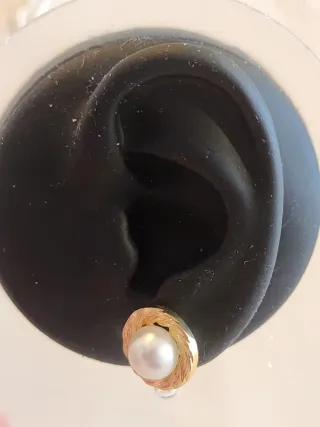 Pendientes Vintage Perla Baño Oro Plata