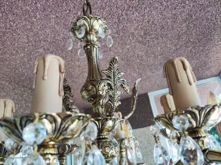 Lampara araña vintage cristal laton 6 luces