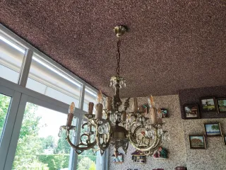 Lampara araña vintage cristal laton 6 luces