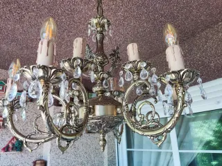 Lampara araña vintage cristal laton 6 luces