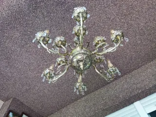 Lampara araña vintage cristal laton 6 luces