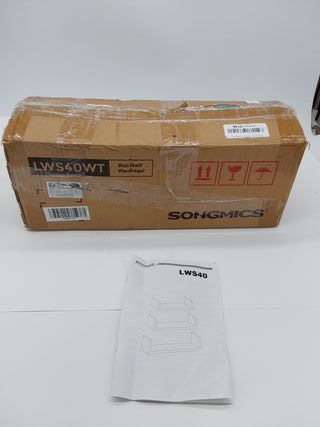 SONGMICS LWS40WT - Juego de 3 estantes de pared modernos, estantes flotantes de tablero DM con acabado de alto brillo y montaje