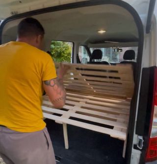 Base cama plegable para furgoneta camper madera