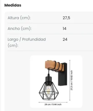 Aplique de pared madera y metal