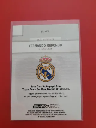 Carta Fernando Redondo Autografiada Topps 013/150
