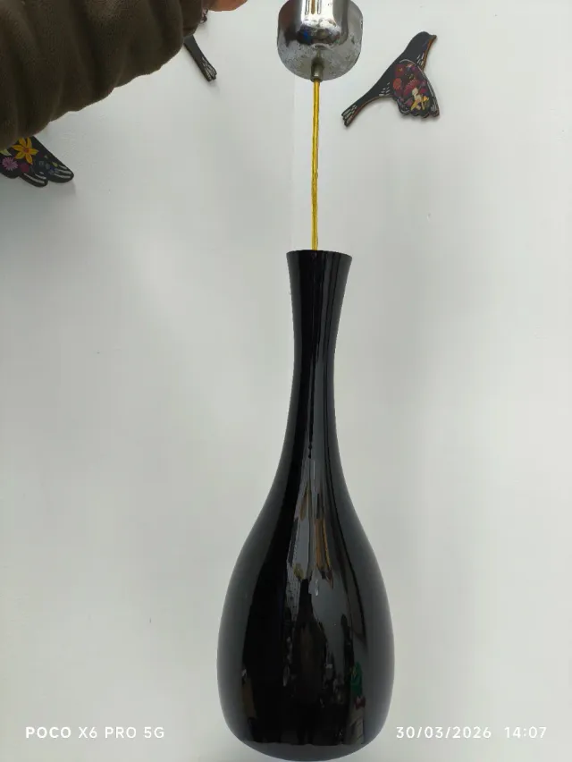 Lámpara colgante vidrio negro años 70