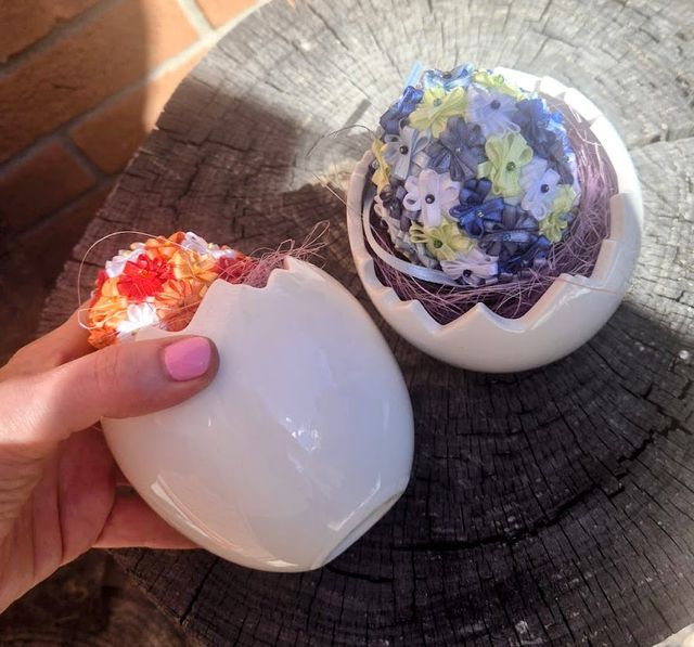 2x Portavasi Ceramica Smaltata Pasqua