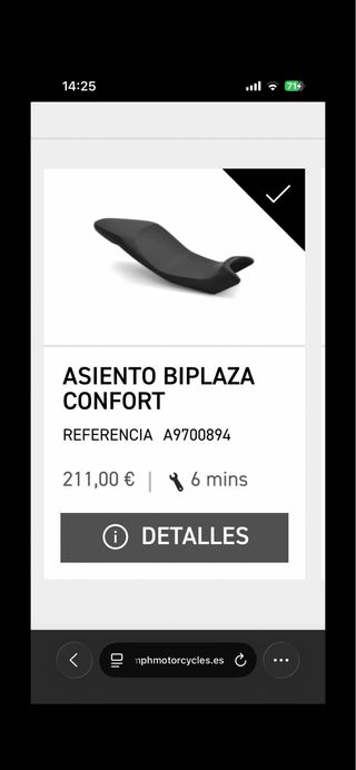 Asiento Confort Triumph Tiger Sport 660