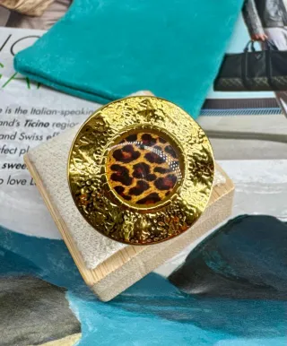 Anillo acero inoxidable estampado de leopardo