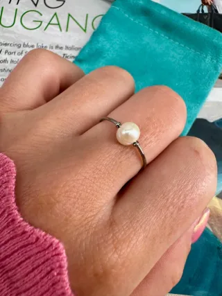 Anillo acero inoxidable Perla Blanca