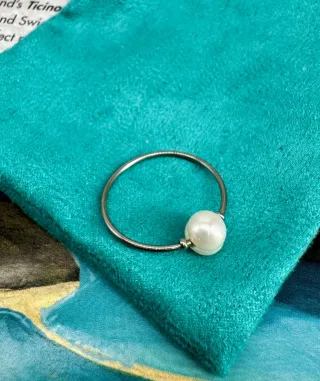 Anillo acero inoxidable Perla Blanca