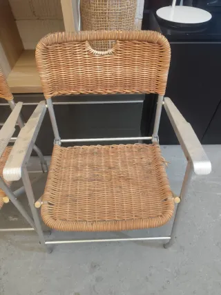 3 Sillas Plegables Mimbre y Metal