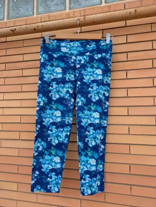 Leggings tacto aterciopelado azul floral