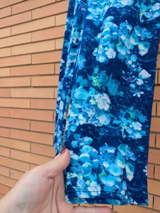 Leggings tacto aterciopelado azul floral