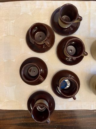 Set 6 tazzine caffè marroni ceramica
