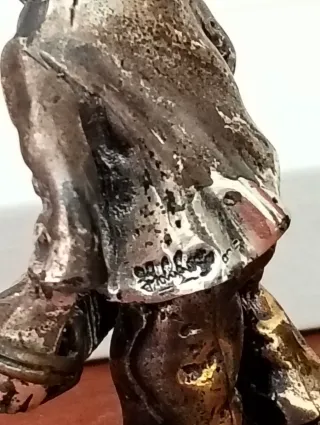 Escultura payaso músico plata y bronce