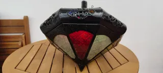 Lámpara árabe colgante de metal y cristal