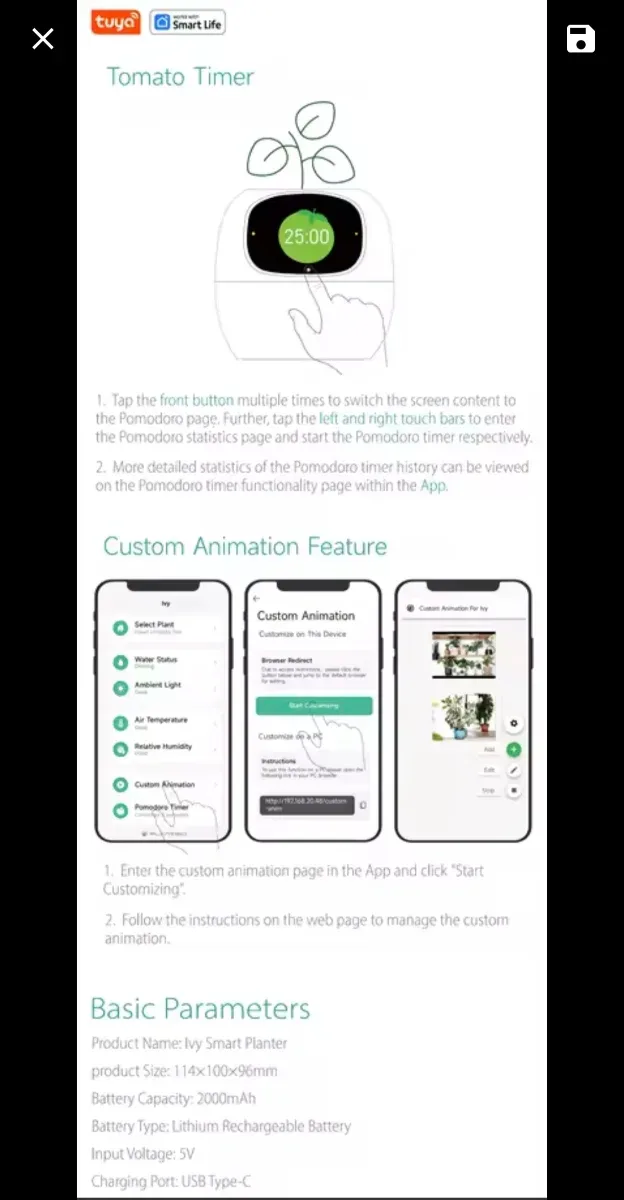Vaso intelligente per piante Tuya APP Ivy nuovo