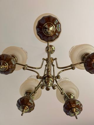 Lámpara de techo vintage dorada y marrón