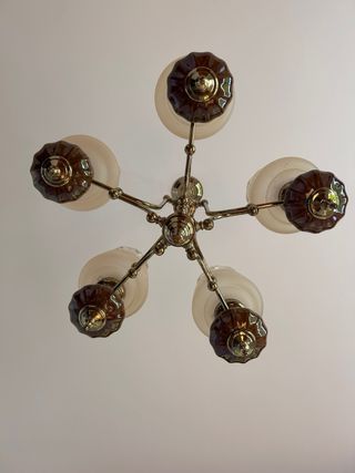 Lámpara de techo vintage dorada y marrón