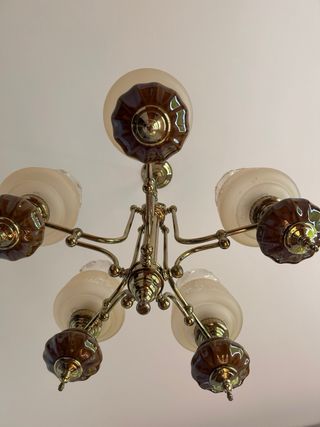 Lámpara de techo vintage dorada y marrón