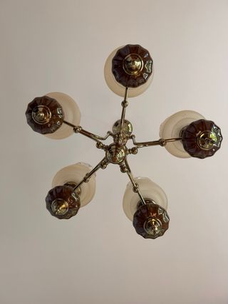 Lámpara de techo vintage dorada y marrón