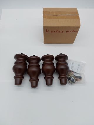 4 patas de madera maciza para muebles de 14 cm, con pernos M8 de 5/16 pulgadas y placas de montaje y tornillos para sofá, armari