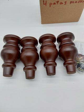 4 patas de madera maciza para muebles de 14 cm, con pernos M8 de 5/16 pulgadas y placas de montaje y tornillos para sofá, armari