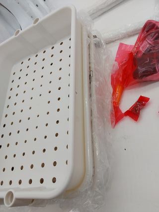 SONGMICS Carro Rodante, Caritro de Almacenamiento de 3 Niveles, con Mango, 2 Organizadores Pequeños, Marco de Acero, Cestas de P