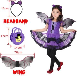 Disfraz Murciélago Niña, Disfraz Halloween Niña co