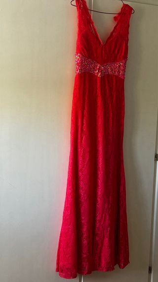 Vestido fiesta lentejuelas rosa talla M