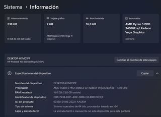 Mini PC HP ProDesk 405 G6 Ryzen 5 Pro