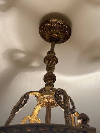 Lámpara colgante cristal y metal dorado