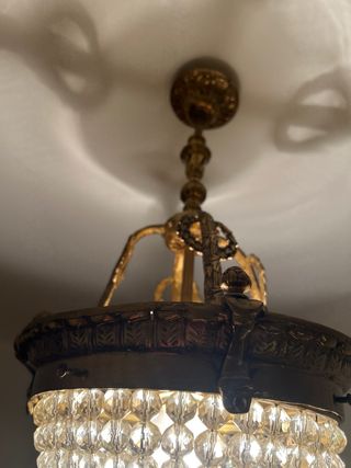 Lámpara colgante cristal y metal dorado