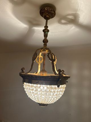 Lámpara colgante cristal y metal dorado