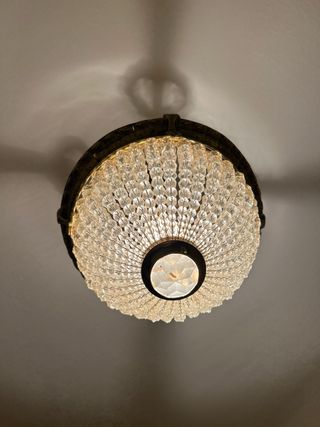 Lámpara colgante cristal y metal dorado