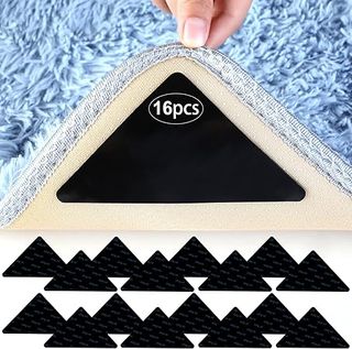 AiQInu Pinze per Tappeti, 16 Pezzi Nastro Antiscivolo per Tappeti, Riutilizzabili e Lavabili Basi Antiscivolo per Tappeti