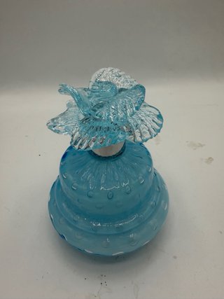 Bottiglia Celeste Fiore Vetro Murano