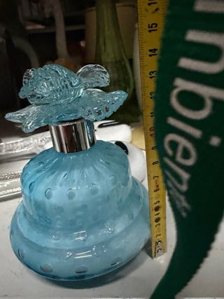 Bottiglia Celeste Fiore Vetro Murano