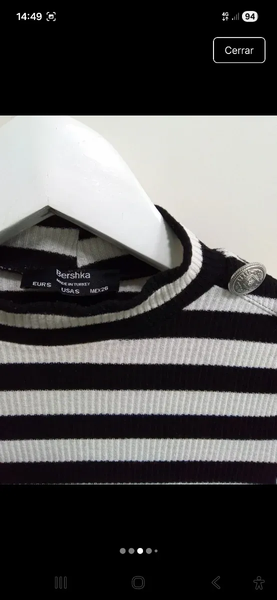 Jersey crop Bershka rayas botones plateados S