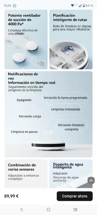 Robot Aspirador Xiaomi aspira y pasa mopa