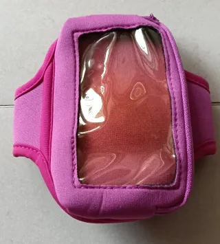 Portacellulare da braccio viola con tasca traspare