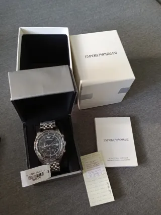 Reloj Emporio Armani Cronógrafo Negro/Plata NUEVO