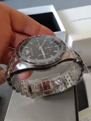 Reloj Emporio Armani Cronógrafo Negro/Plata NUEVO
