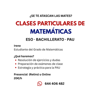Clases de Matemáticas Bachillerato, PAU y ESO