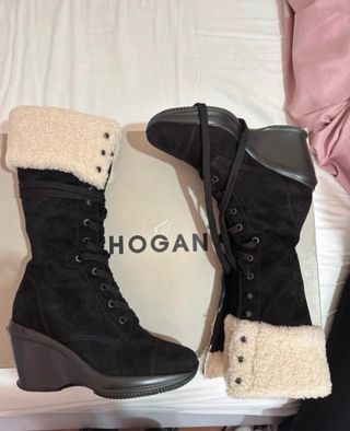 Stivali Hogan neri con pelliccia